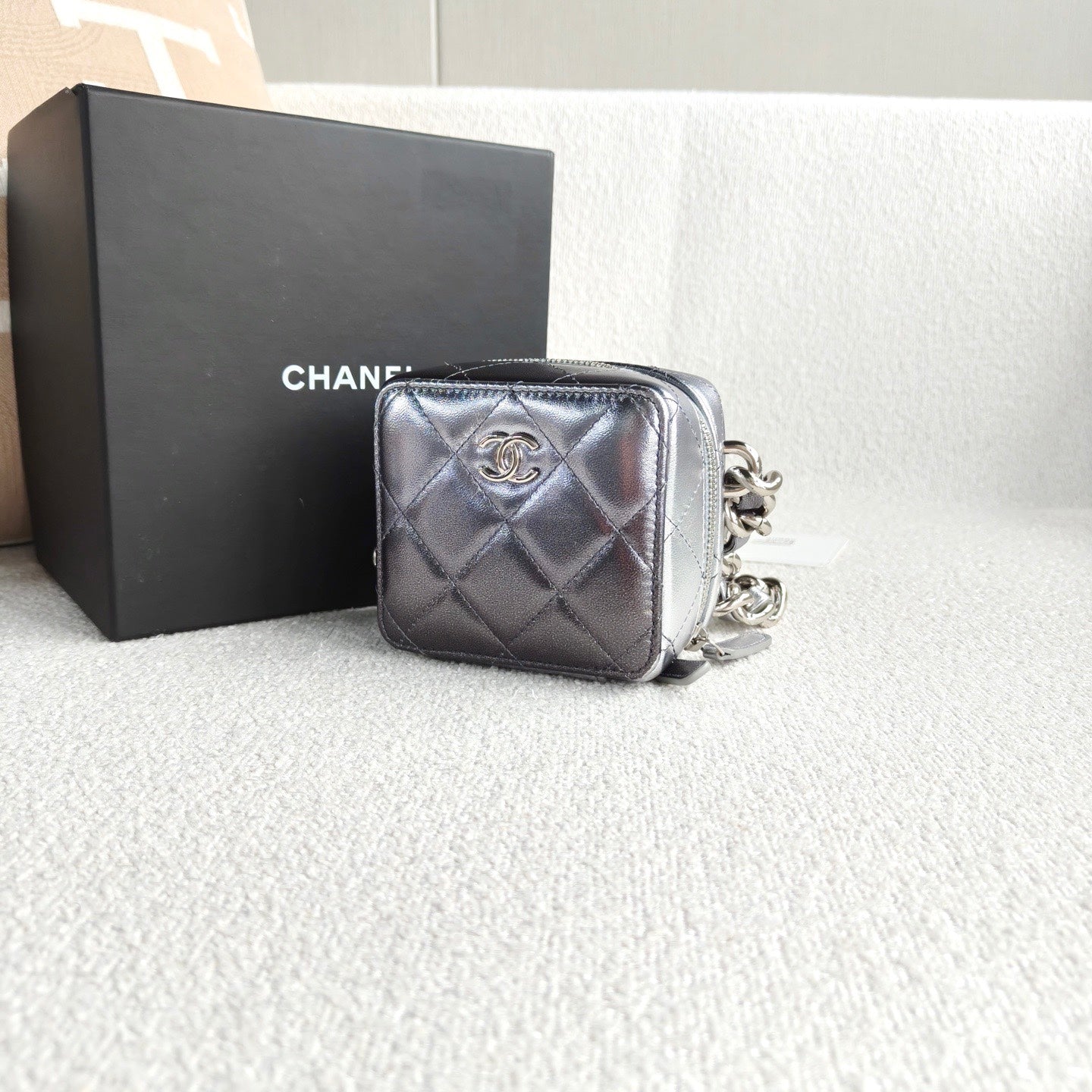 Chanel - Dice Bag - Lambskin leather - Silver - (mini)
