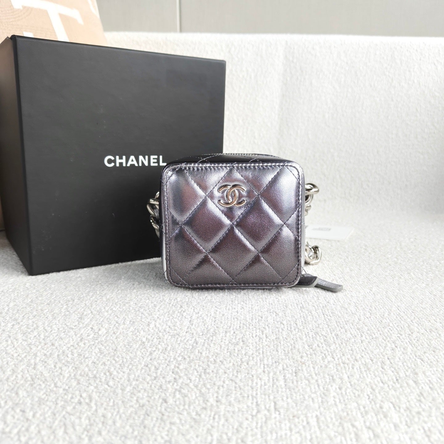 Chanel - Dice Bag - Lambskin leather - Silver - (mini)