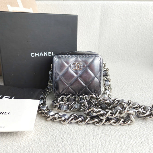 Chanel - Dice Bag - Lambskin leather - Silver - (mini)