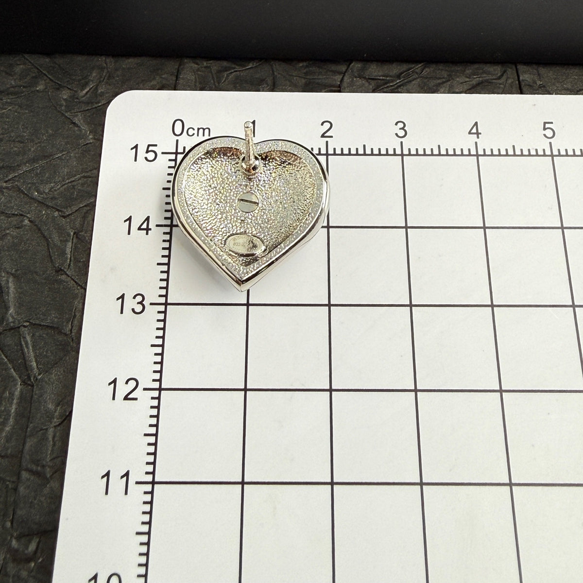 Chanel - Double C Heart 23B - Silver-tone metal with clear crystal embellishments and a pearlescent heart-shaped center. - Silver