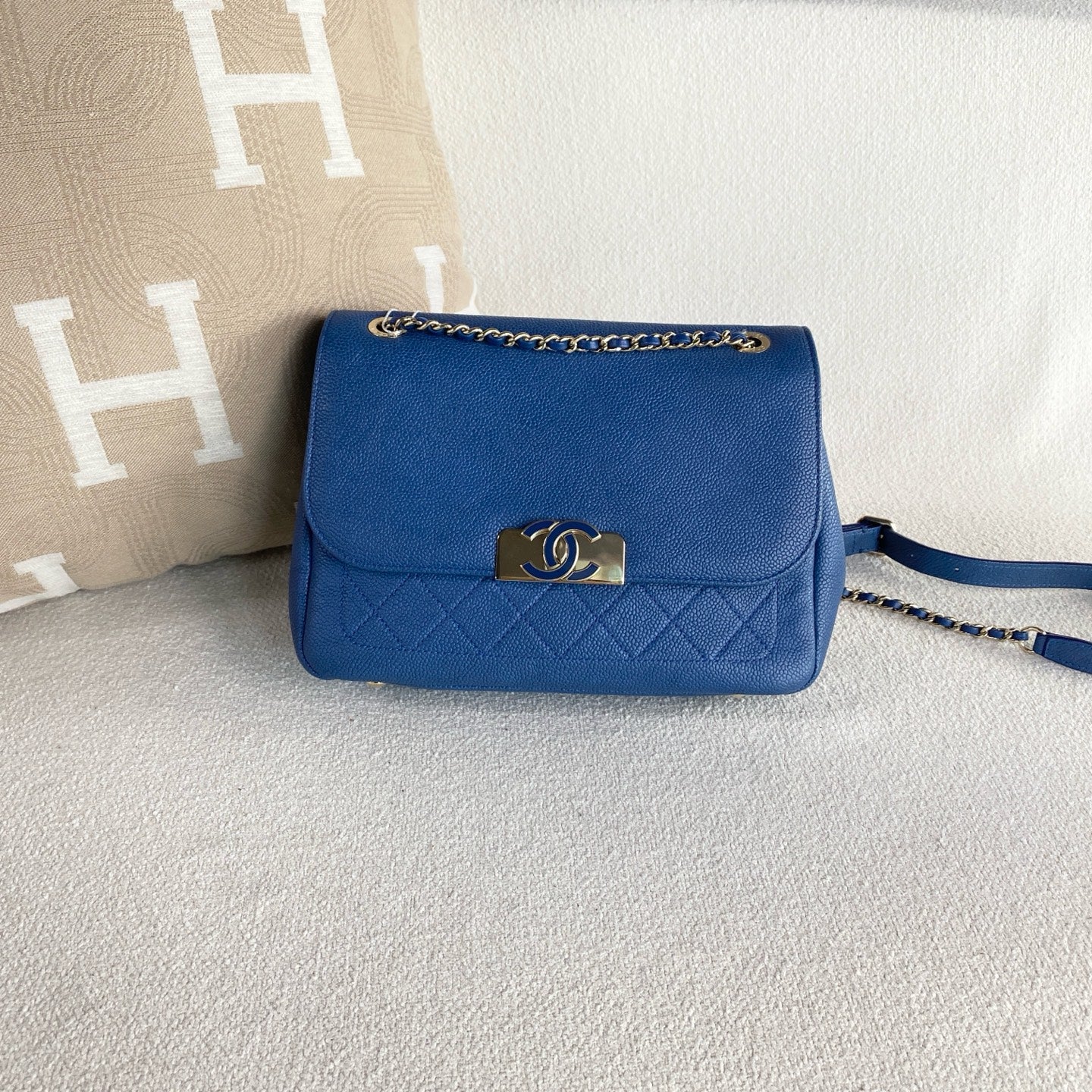 Chanel - Double Flap - Leather - Blue - (medium)
