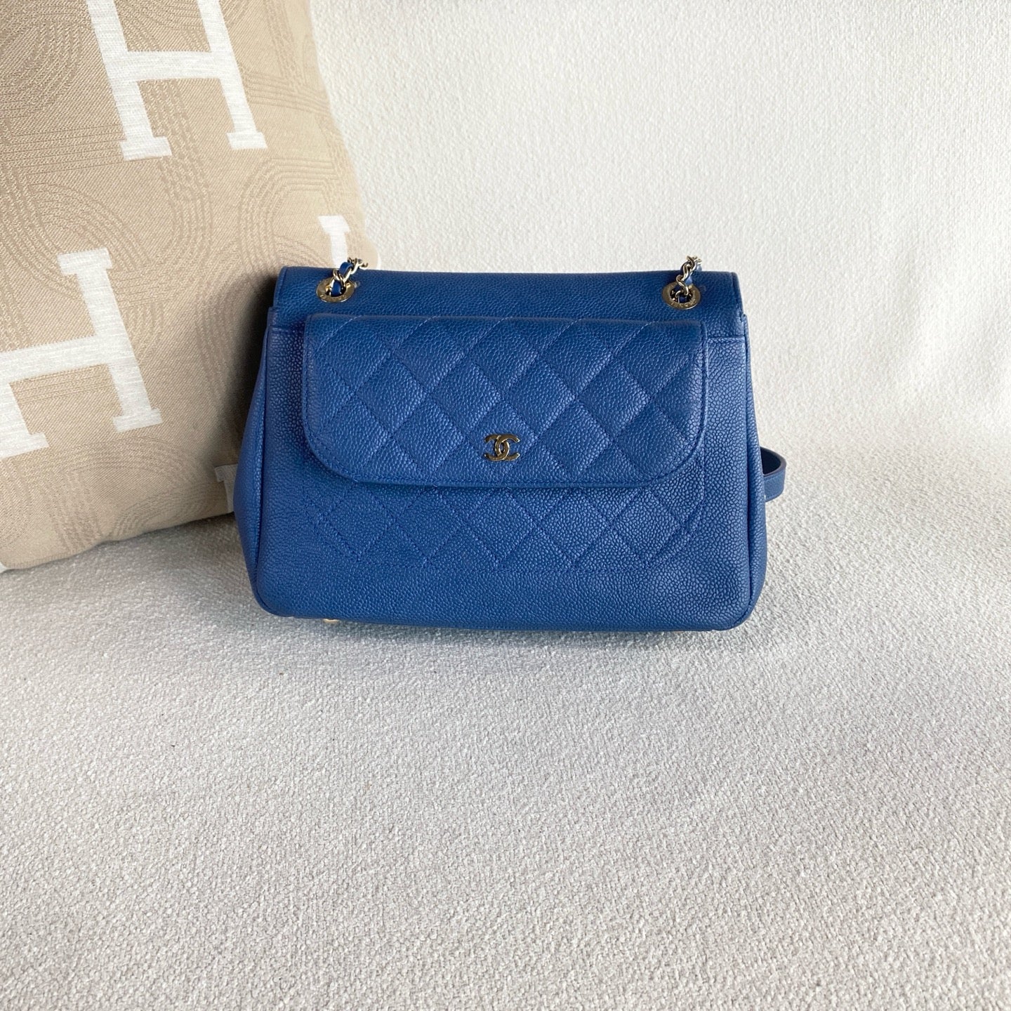 Chanel - Double Flap - Leather - Blue - (medium)