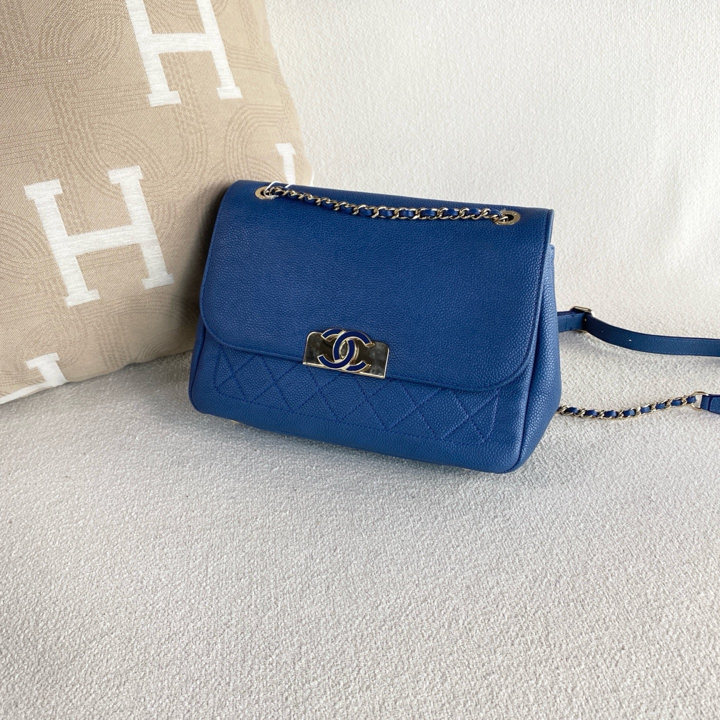 Chanel - Double Flap - Leather - Blue - (medium)
