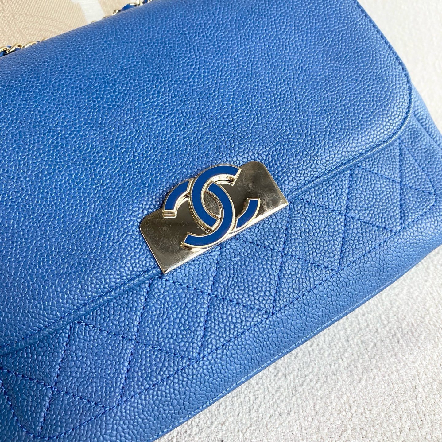Chanel - Double Flap - Leather - Blue - (medium)