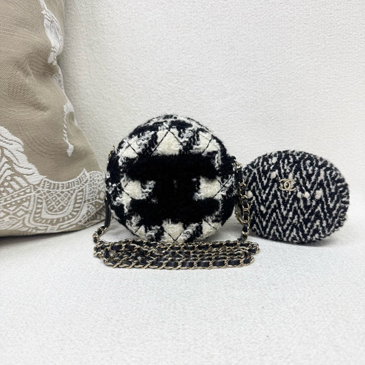 Chanel - Double Round Bag - Tweed - Multicolour - (mini)