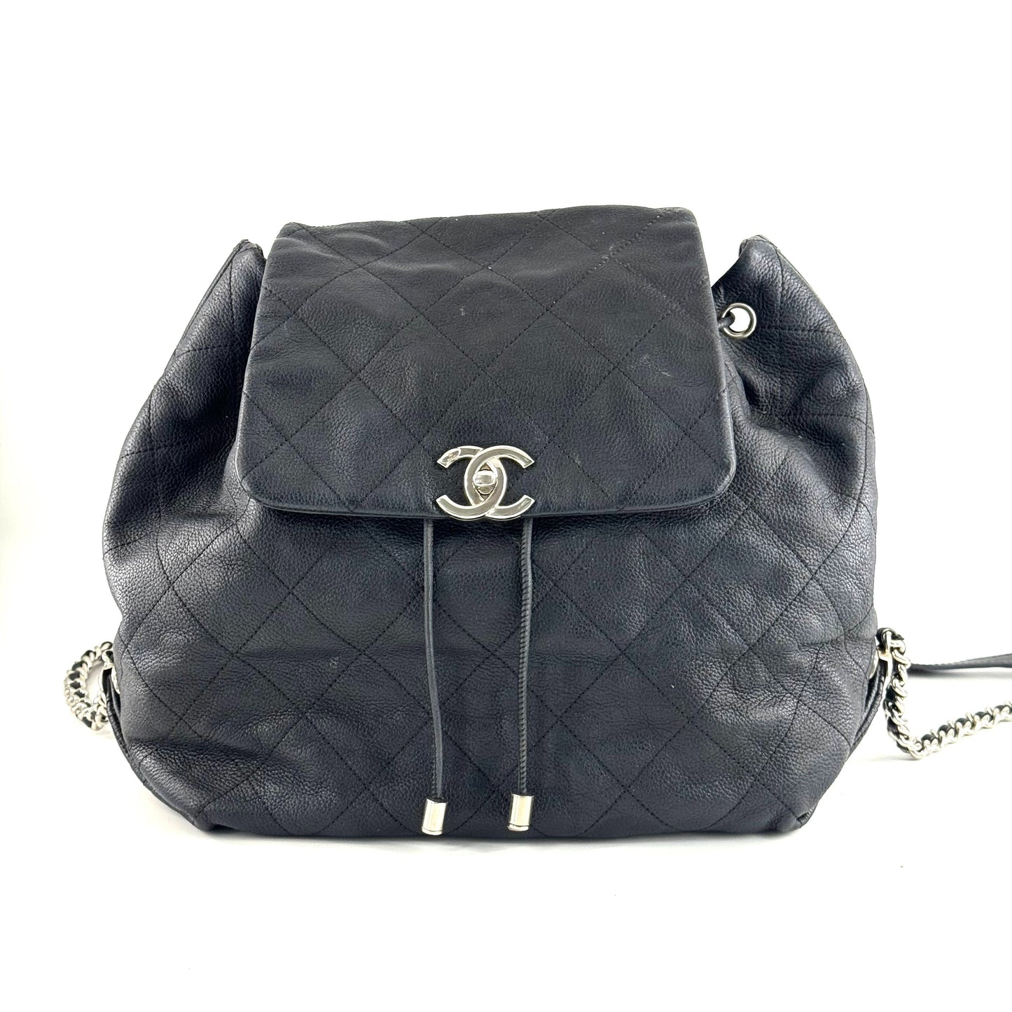 Chanel - Drawstring Backpack - Leather - Black - (medium)