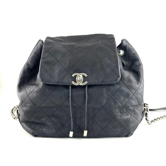 Chanel - Drawstring Backpack - Leather - Black - (medium)