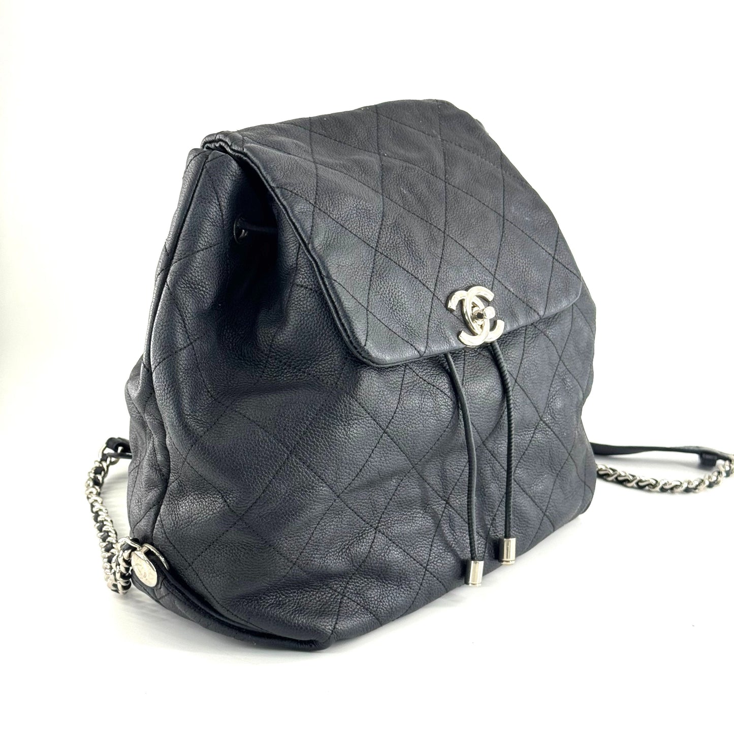 Chanel - Drawstring Backpack - Leather - Black - (medium)