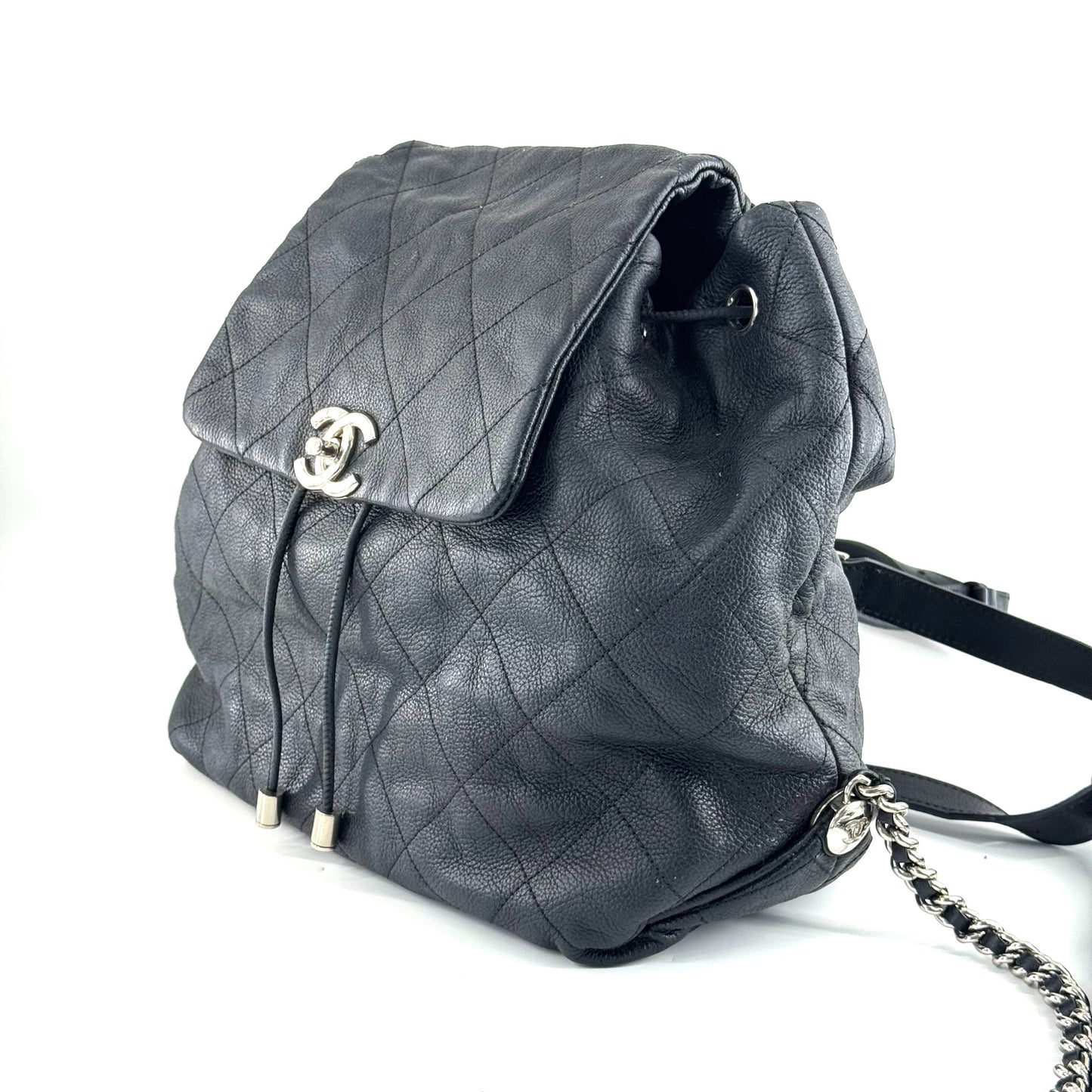 Chanel - Drawstring Backpack - Leather - Black - (medium)