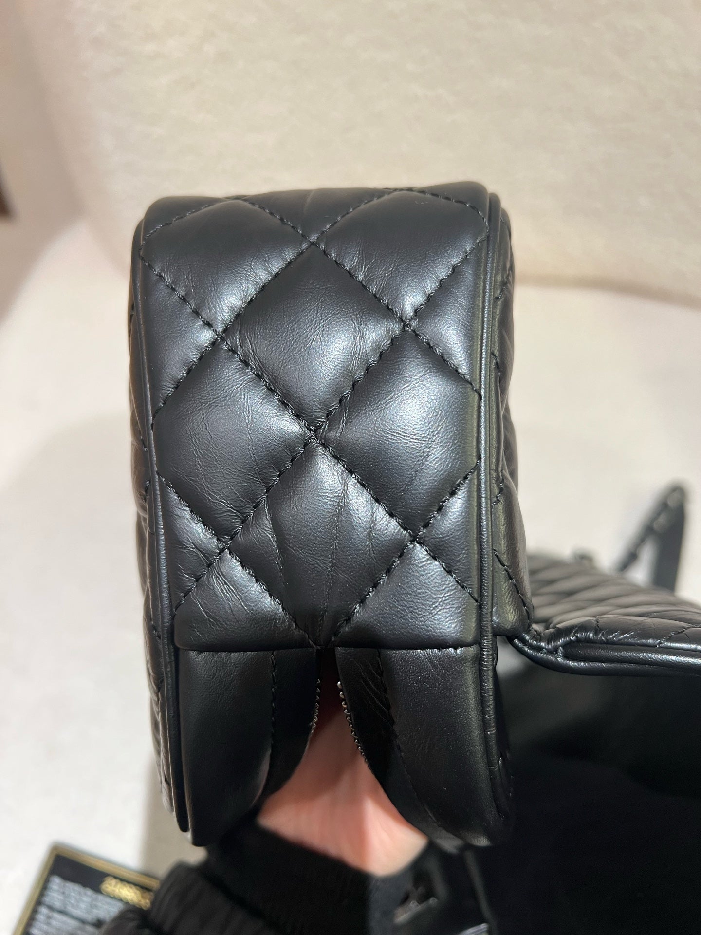 Chanel - Easy Flap (Airport Series) - Aged calfskin leather - Black with Silver-Tone Hardware - (Medium)