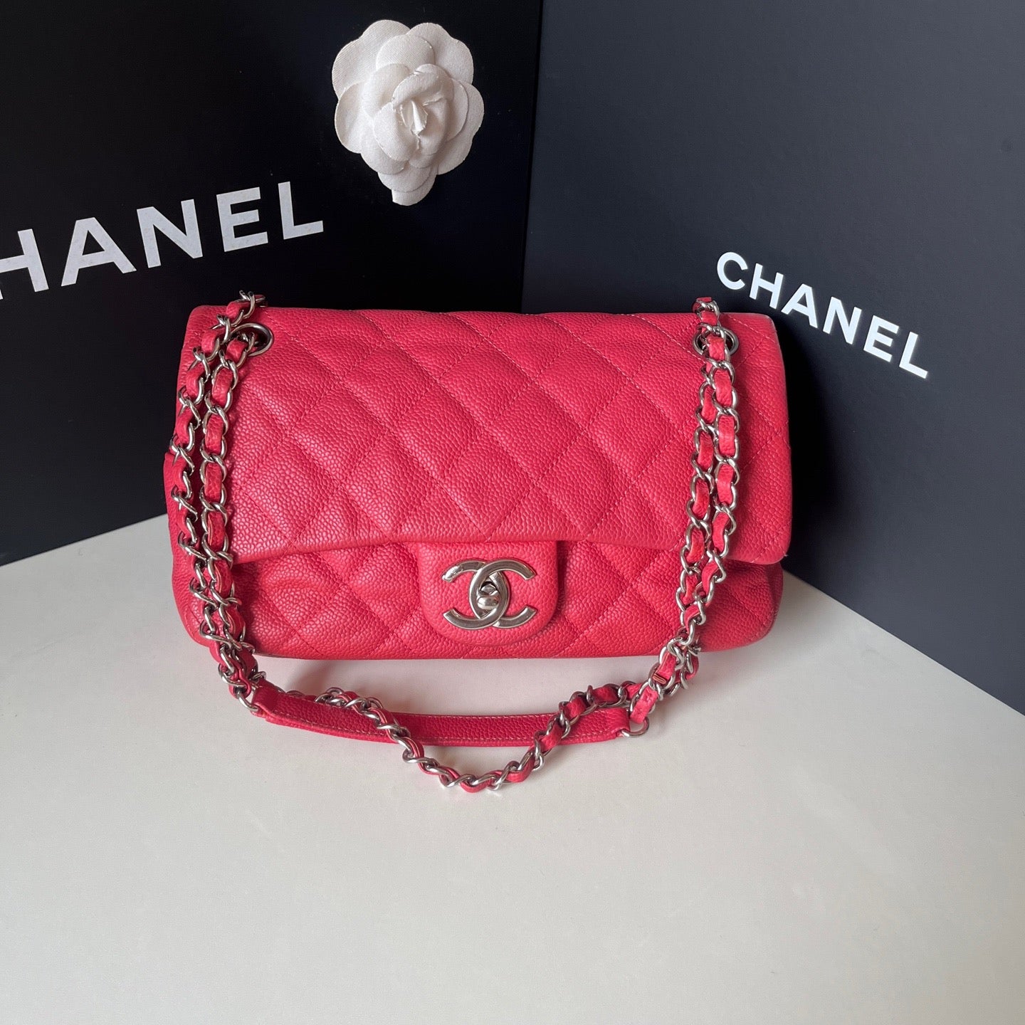 Chanel - Easy Flap - Calfskin - Red - (small)