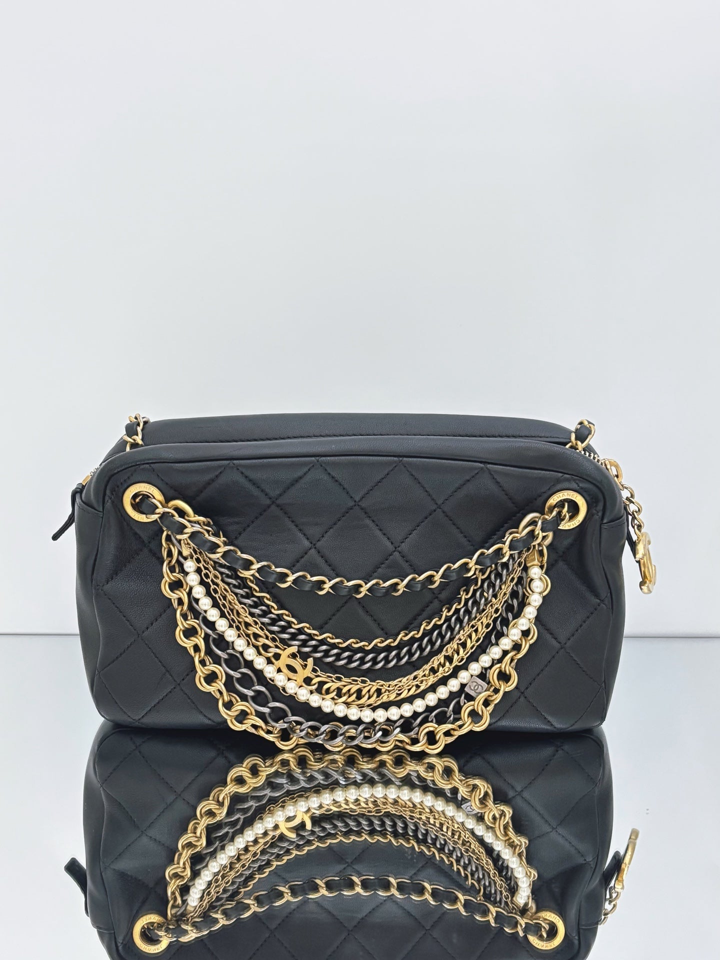 Chanel - Egypt Series Pearl Tassel Camera Bag - Leather - Black