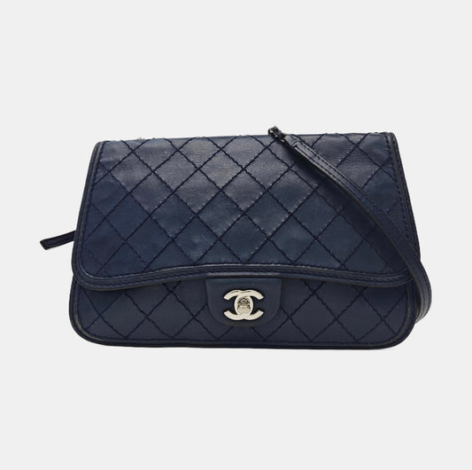 Chanel - Flap bag - Leather - Blue - (mini)