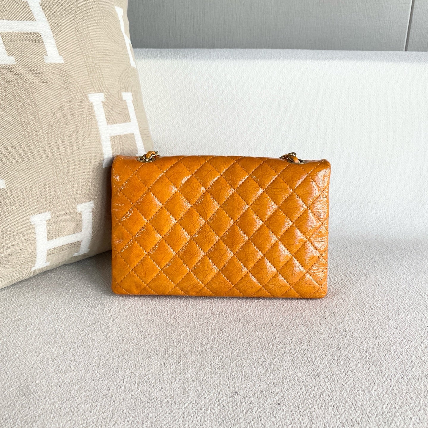 Chanel - Flap Bag - Patent leather - Orange - (mini)