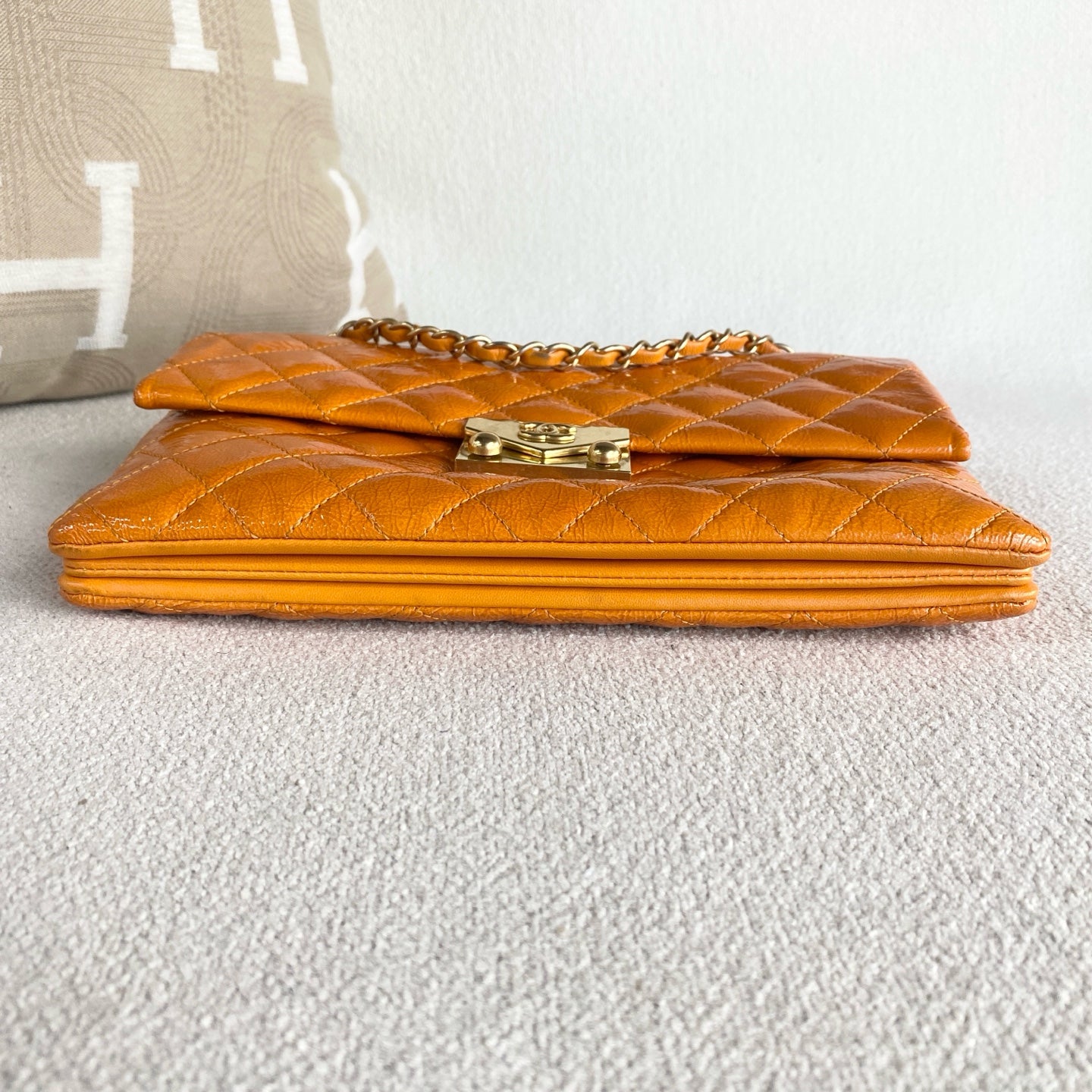 Chanel - Flap Bag - Patent leather - Orange - (mini)