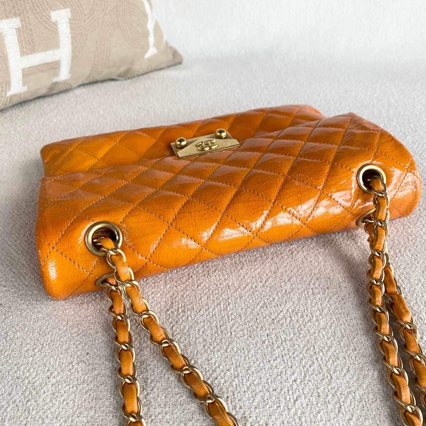 Chanel - Flap Bag - Patent leather - Orange - (mini)
