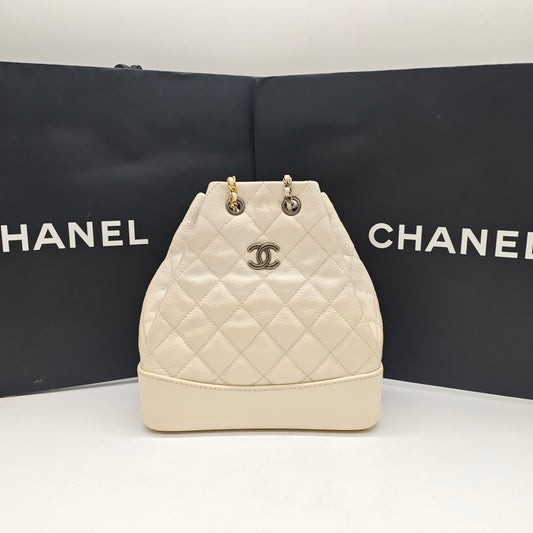 Chanel - Gabrielle Backpack - Aged calfskin and smooth leather - Beige - (Small)
