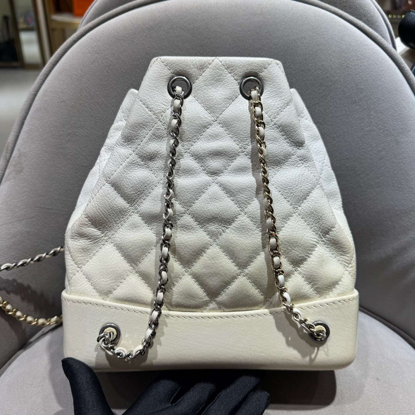 Chanel - Gabrielle Backpack - Aged calfskin and smooth leather - Beige - (Small)