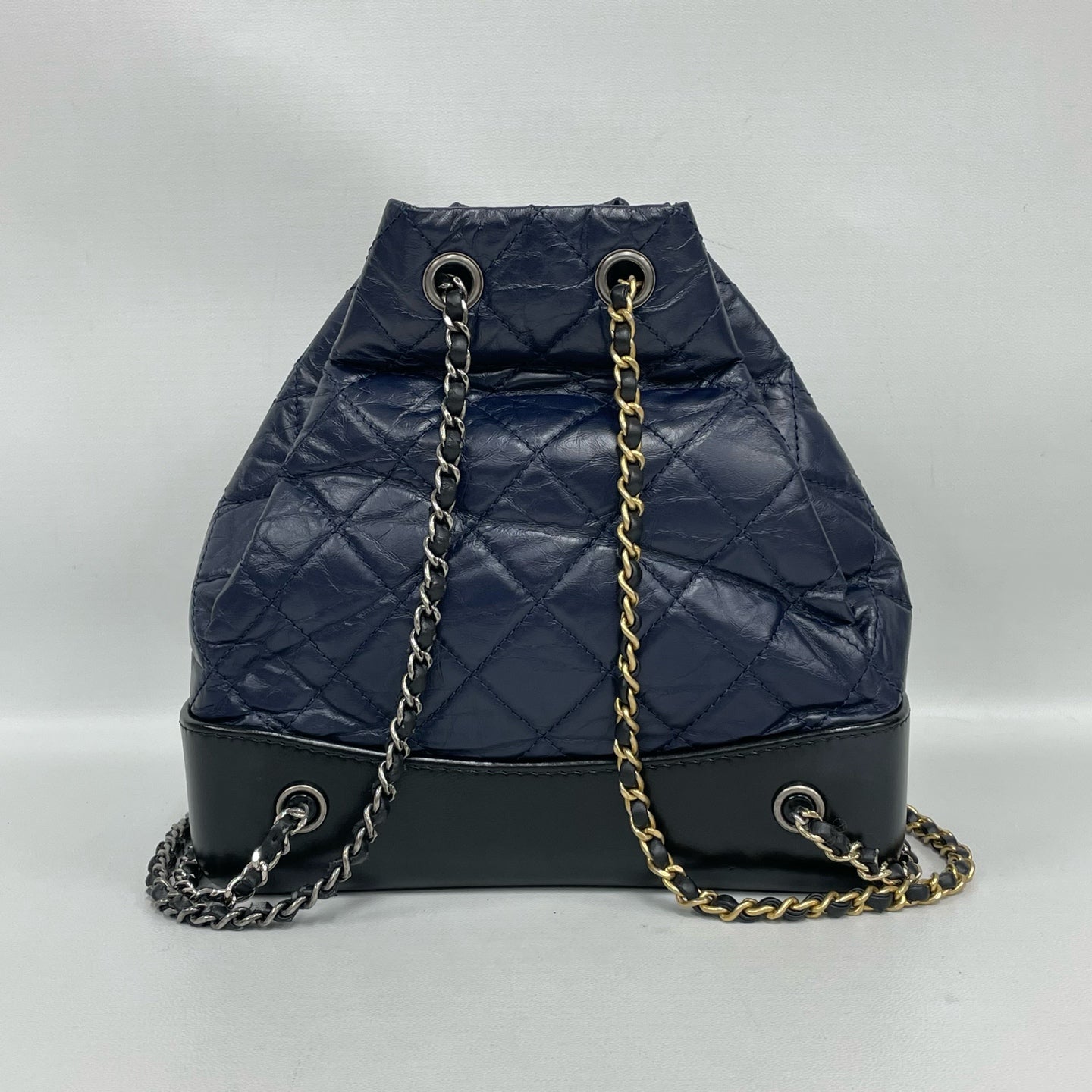 Chanel - Gabrielle Backpack - Aged calfskin leather and smooth calfskin leather - Blue and Black - (Medium)