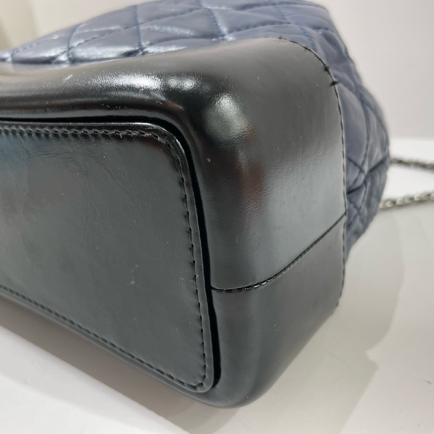 Chanel - Gabrielle Backpack - Aged calfskin leather and smooth calfskin leather - Blue with Black base - (Small)