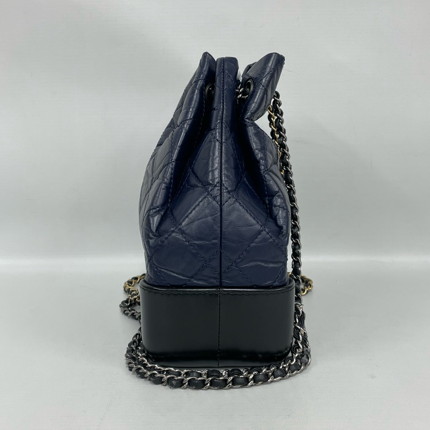 Chanel - Gabrielle Backpack - Aged calfskin leather and smooth calfskin leather - Blue and Black - (Medium)