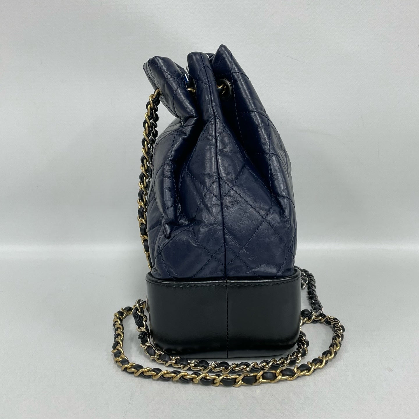 Chanel - Gabrielle Backpack - Aged calfskin leather and smooth calfskin leather - Blue and Black - (Medium)