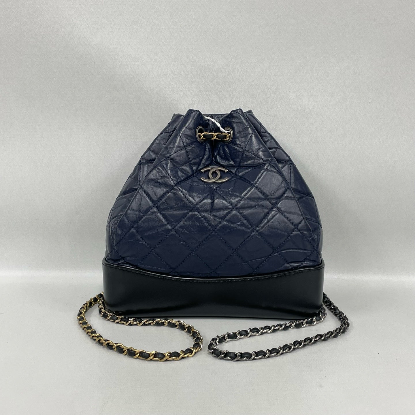 Chanel - Gabrielle Backpack - Aged calfskin leather and smooth calfskin leather - Blue and Black - (Medium)