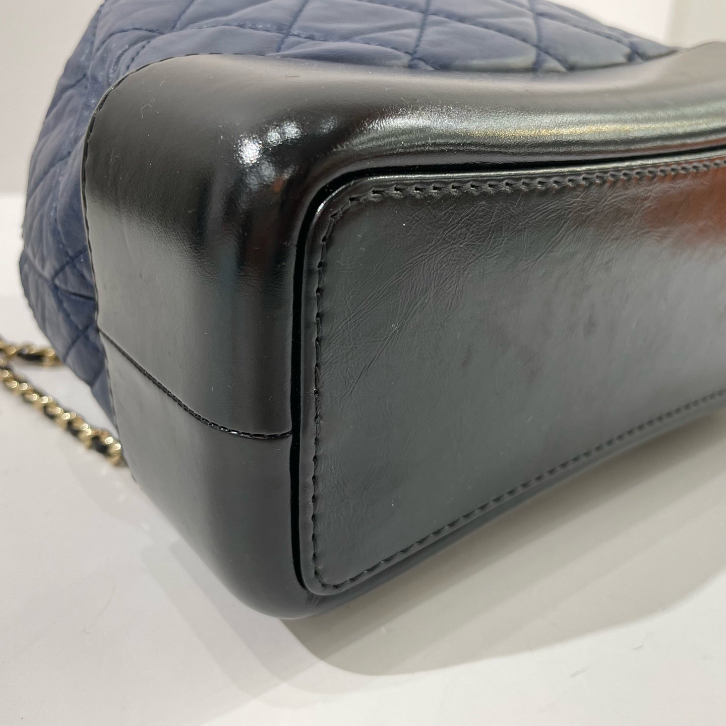 Chanel - Gabrielle Backpack - Aged calfskin leather and smooth calfskin leather - Blue with Black base - (Small)