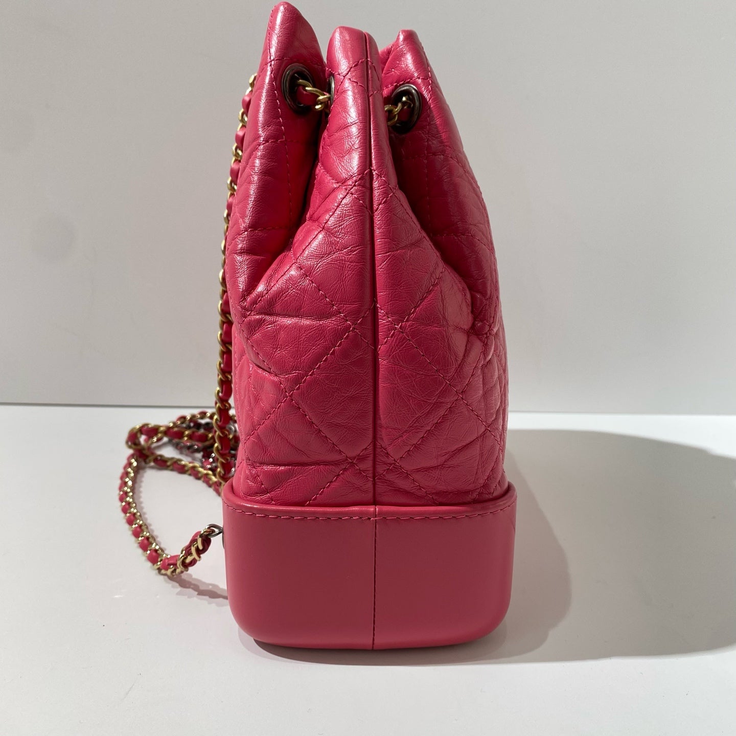 Chanel - Gabrielle Backpack - Aged calfskin leather and smooth leather - Deep Pink - (small)