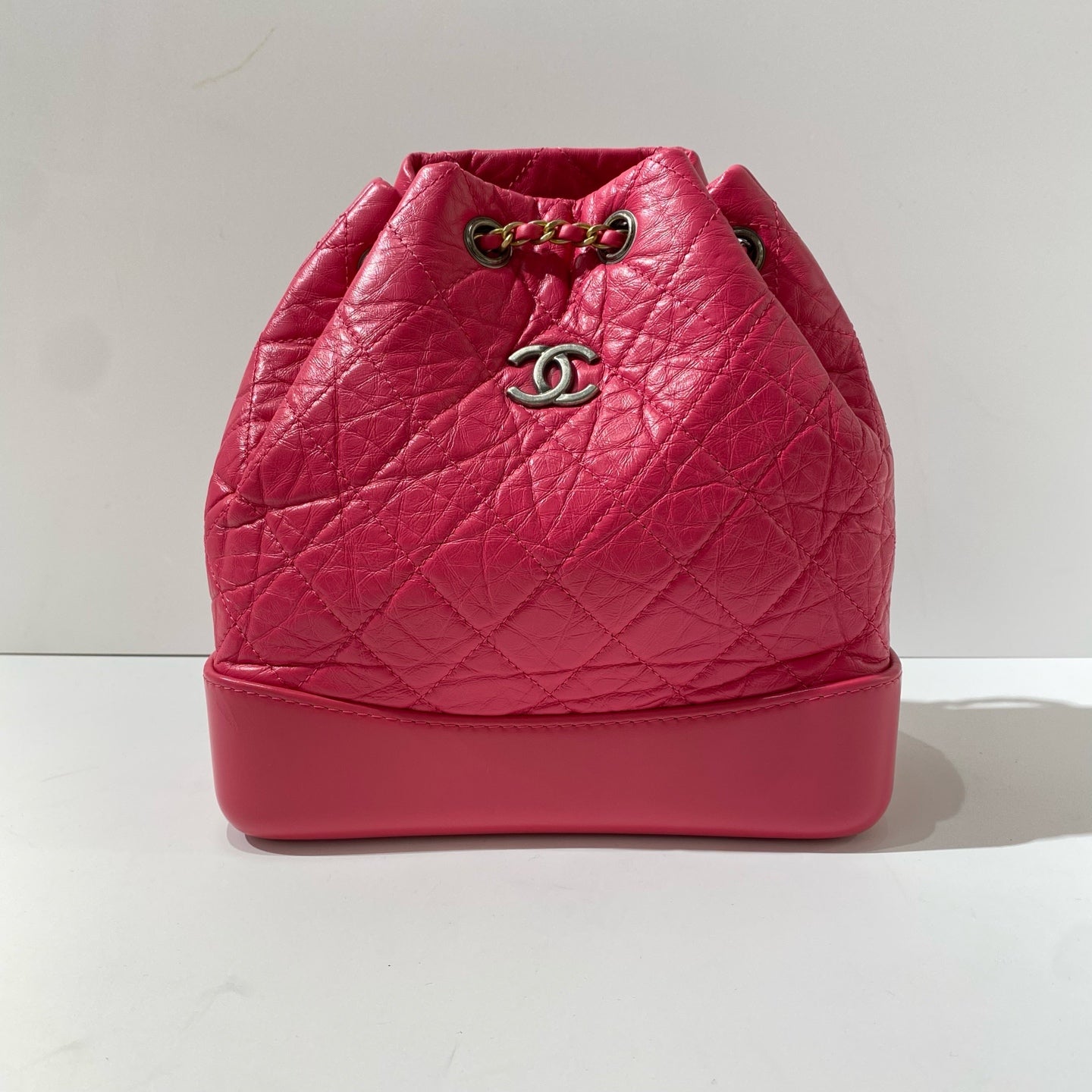 Chanel - Gabrielle Backpack - Aged calfskin leather and smooth leather - Deep Pink - (small)