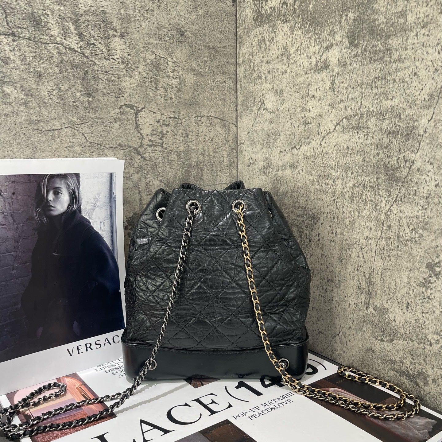 Chanel - Gabrielle Backpack - Leather - Black - (Medium)