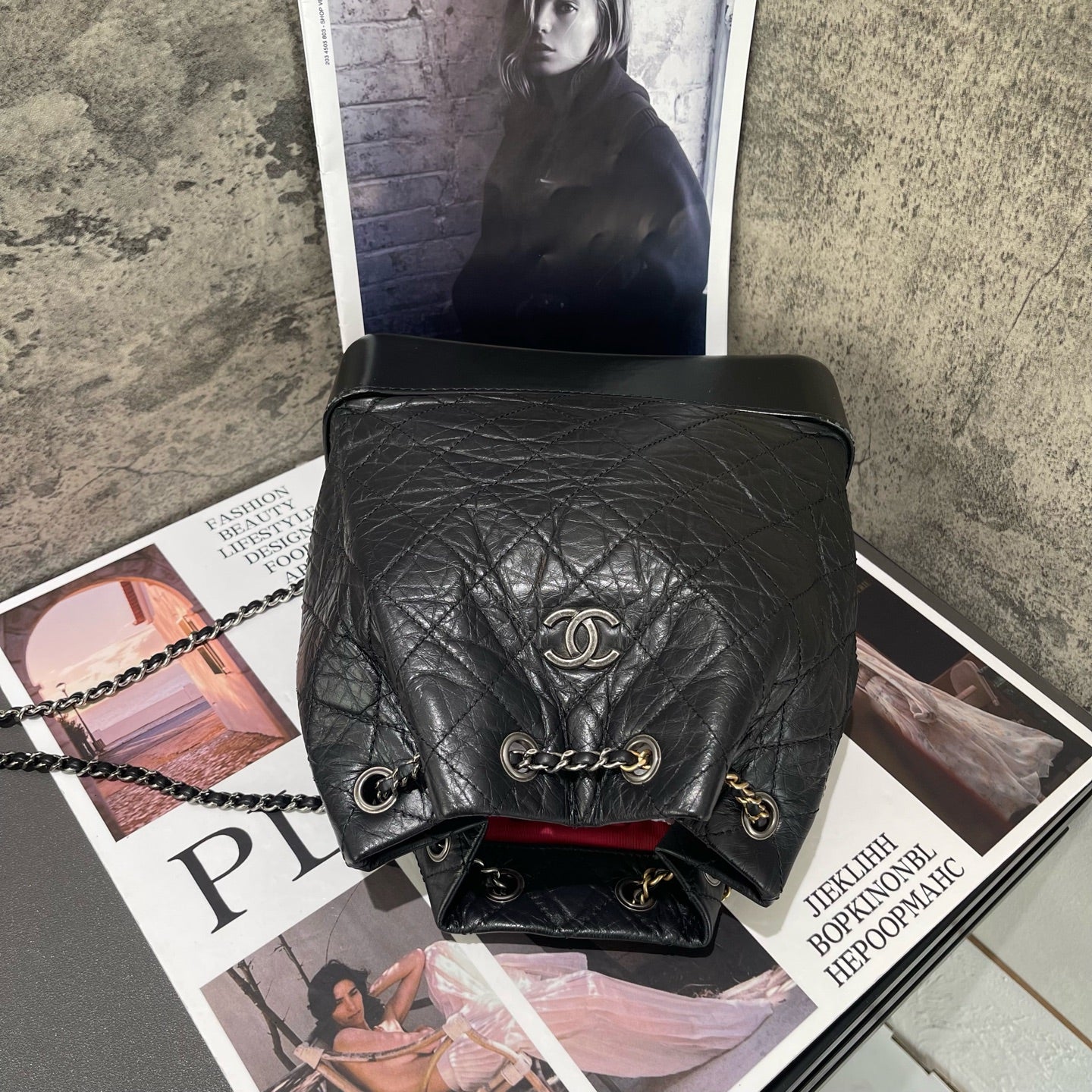 Chanel - Gabrielle Backpack - Leather - Black - (Medium)