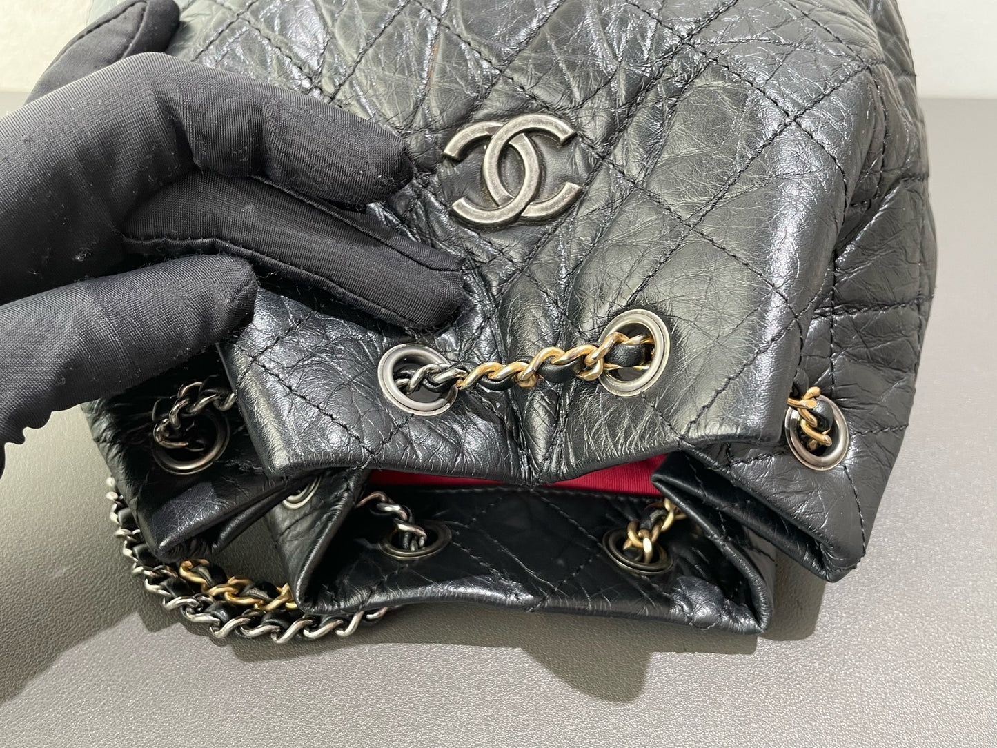 Chanel - Gabrielle Backpack - Leather - Black - (Medium)