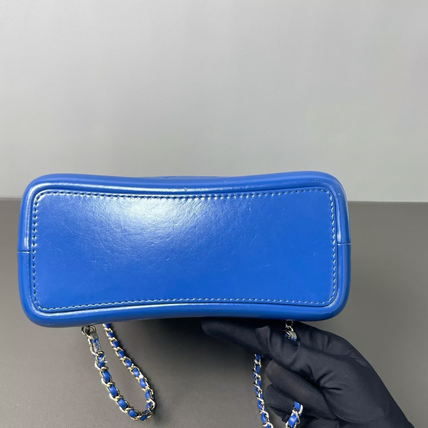 Chanel - Gabrielle Drawstring Backpack - Waxed leather with patent leather base - Blue - (Small)