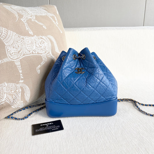 Chanel - Gabrielle Hobo Backpack - Leather - Blue - (small)