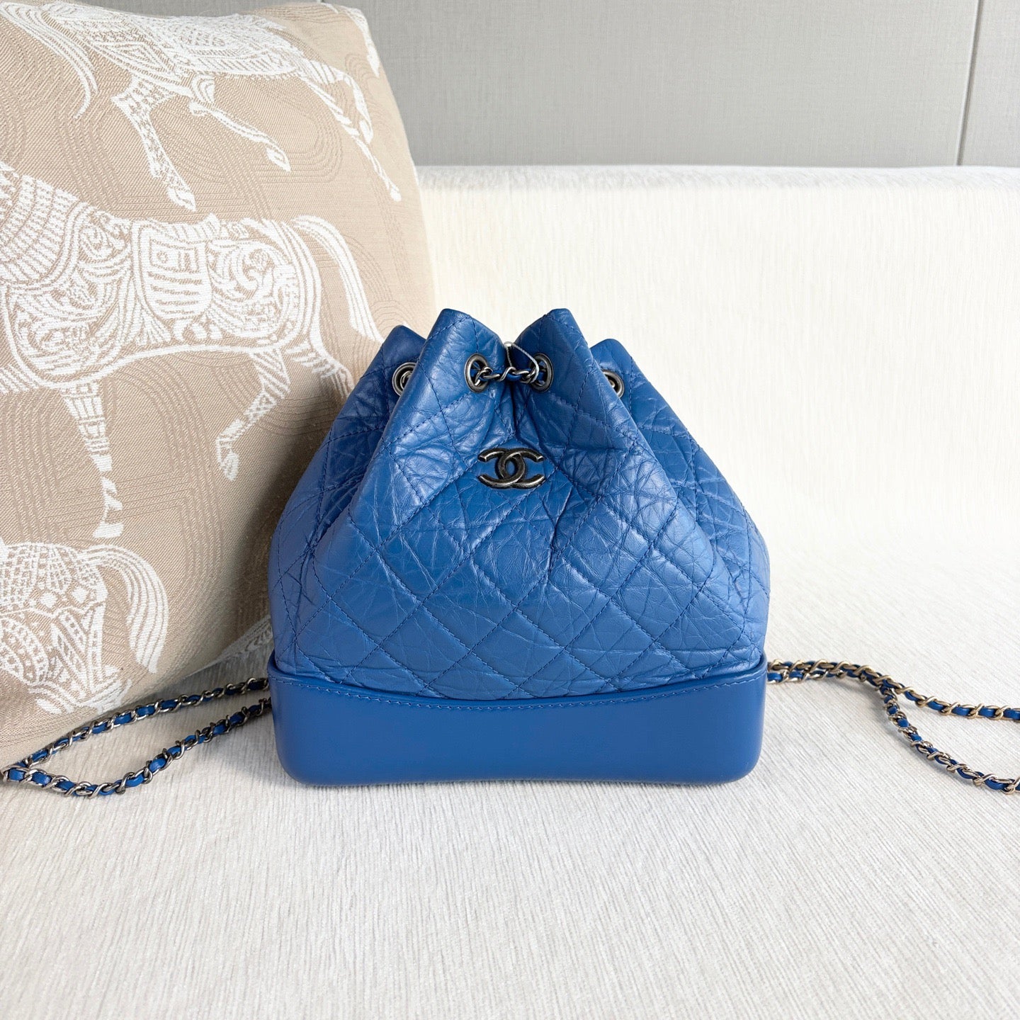 Chanel - Gabrielle Hobo Backpack - Leather - Blue - (small)