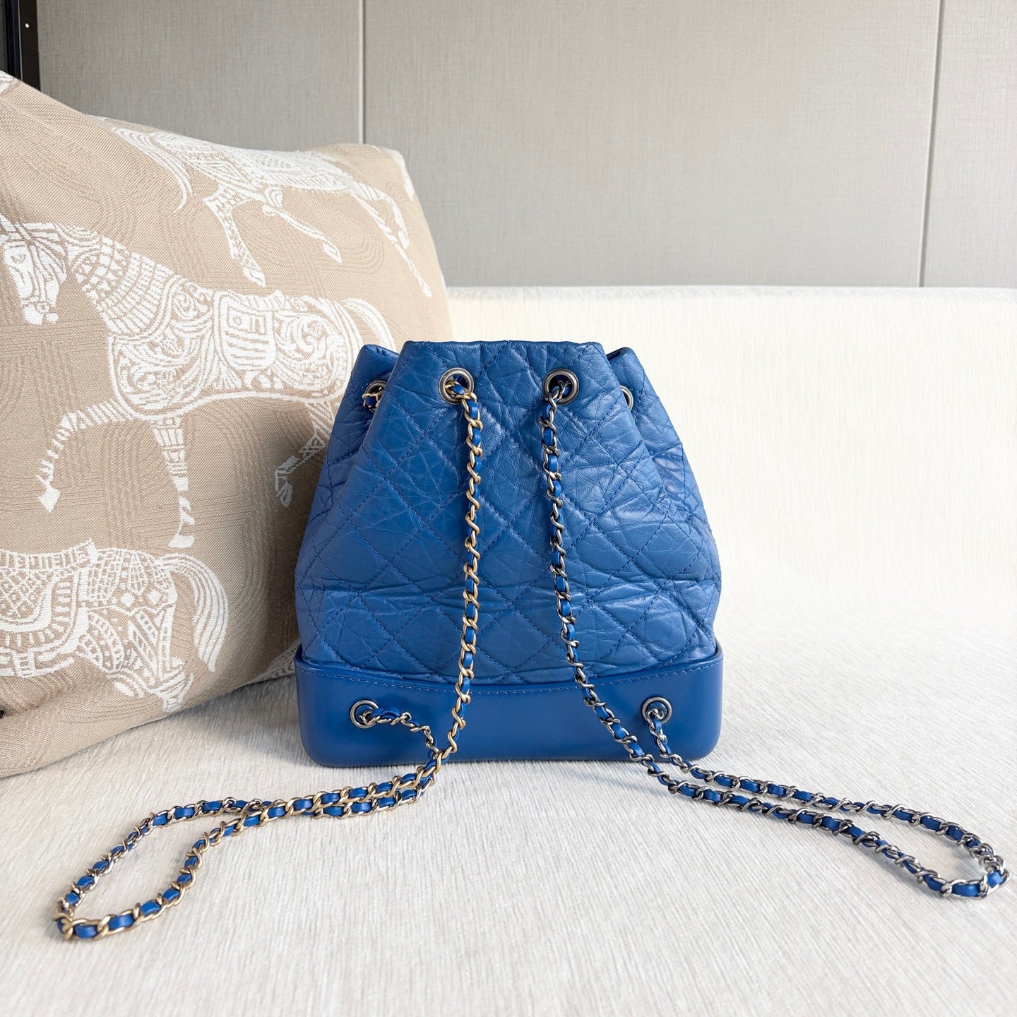 Chanel - Gabrielle Hobo Backpack - Leather - Blue - (small)