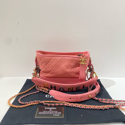 Chanel - Gabrielle Hobo Bag - Aged calfskin and smooth calfskin leather - Pink - (Mini)