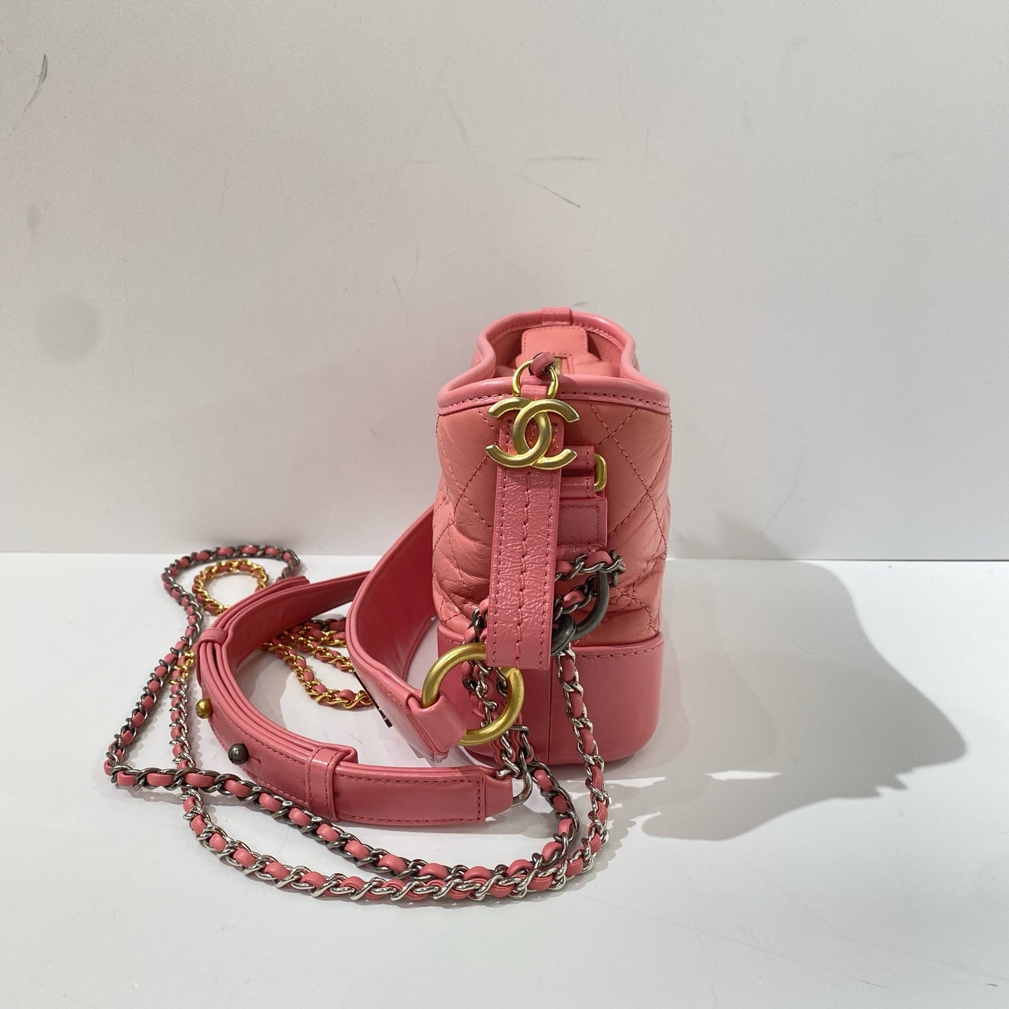 Chanel - Gabrielle Hobo Bag - Aged calfskin and smooth calfskin leather - Pink - (Mini)