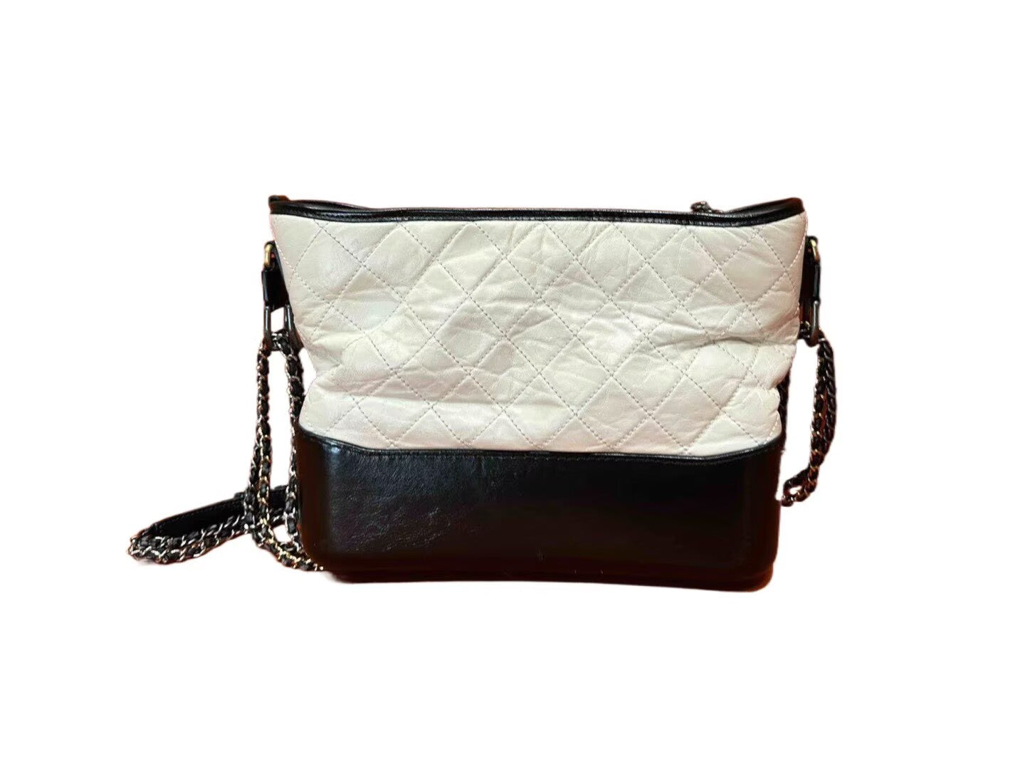 Chanel - Gabrielle Hobo Bag - Aged calfskin leather - Black and White - (medium)