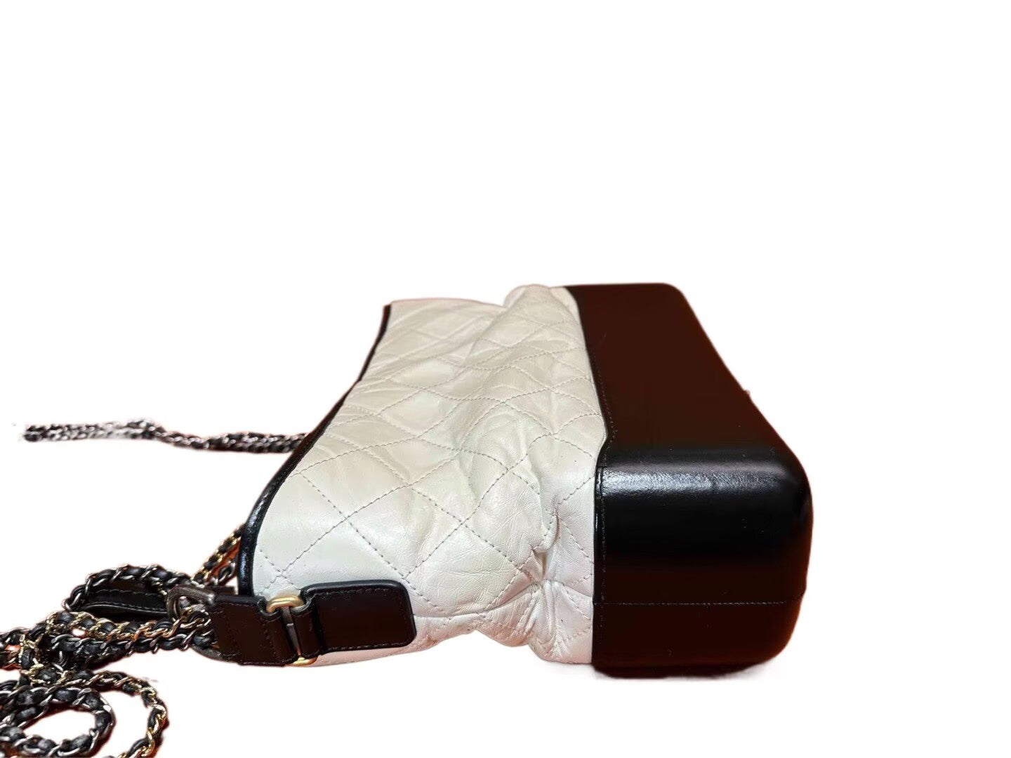 Chanel - Gabrielle Hobo Bag - Aged calfskin leather - Black and White - (medium)
