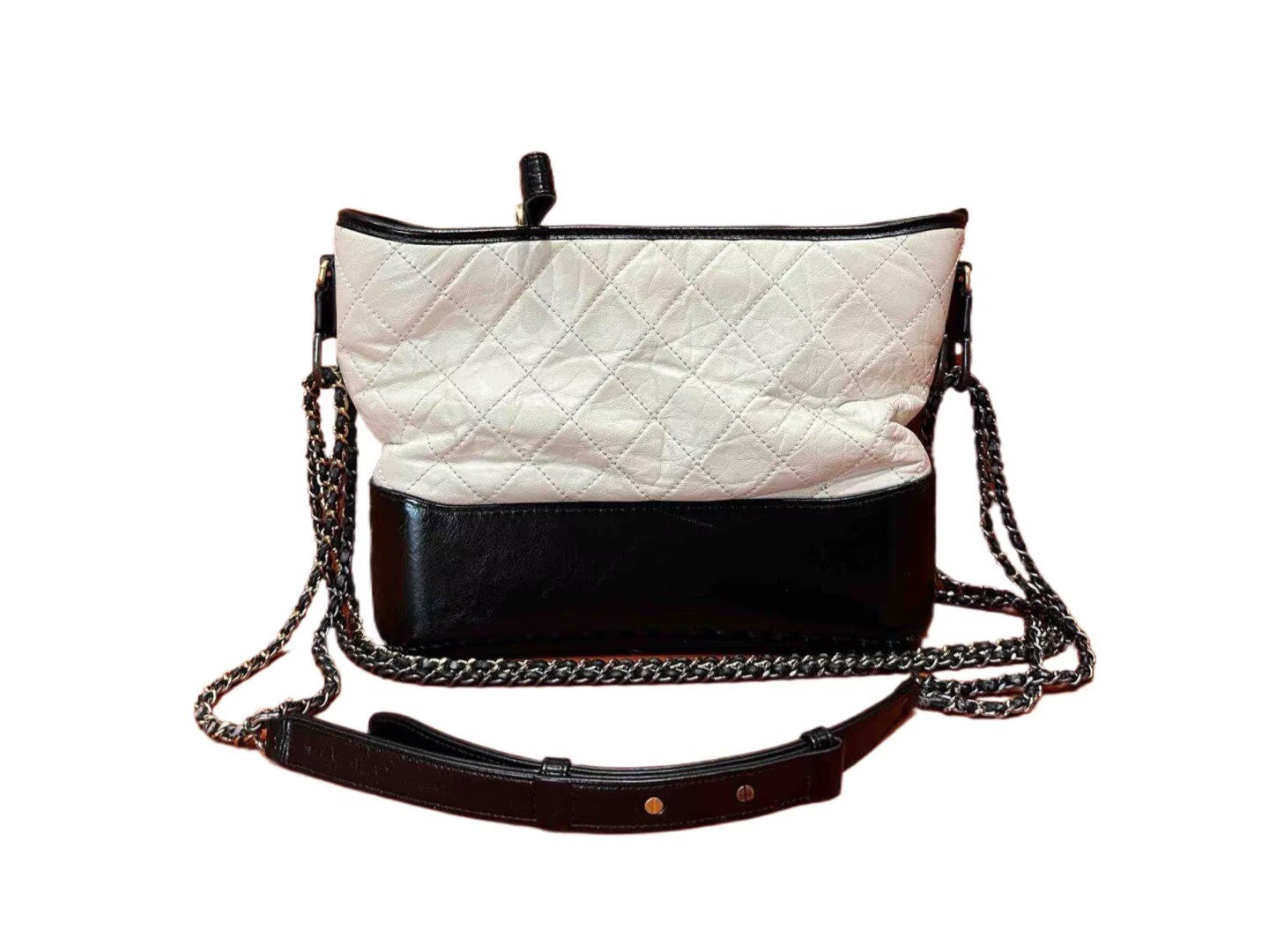 Chanel - Gabrielle Hobo Bag - Aged calfskin leather - Black and White - (medium)