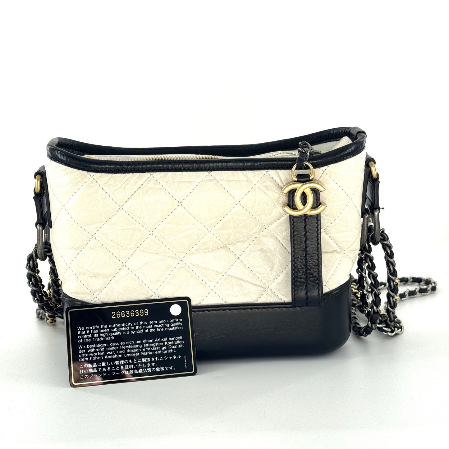 Chanel - Gabrielle Hobo Bag - Aged calfskin leather - Black and White - (small)