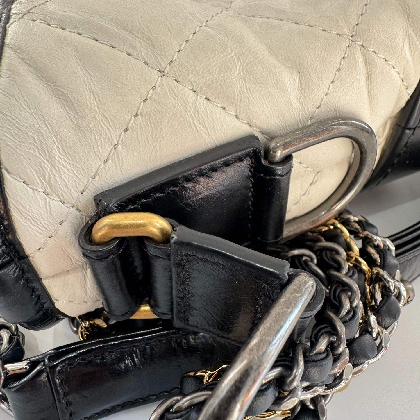Chanel - Gabrielle Hobo Bag - Aged calfskin leather - Black and White - (small)