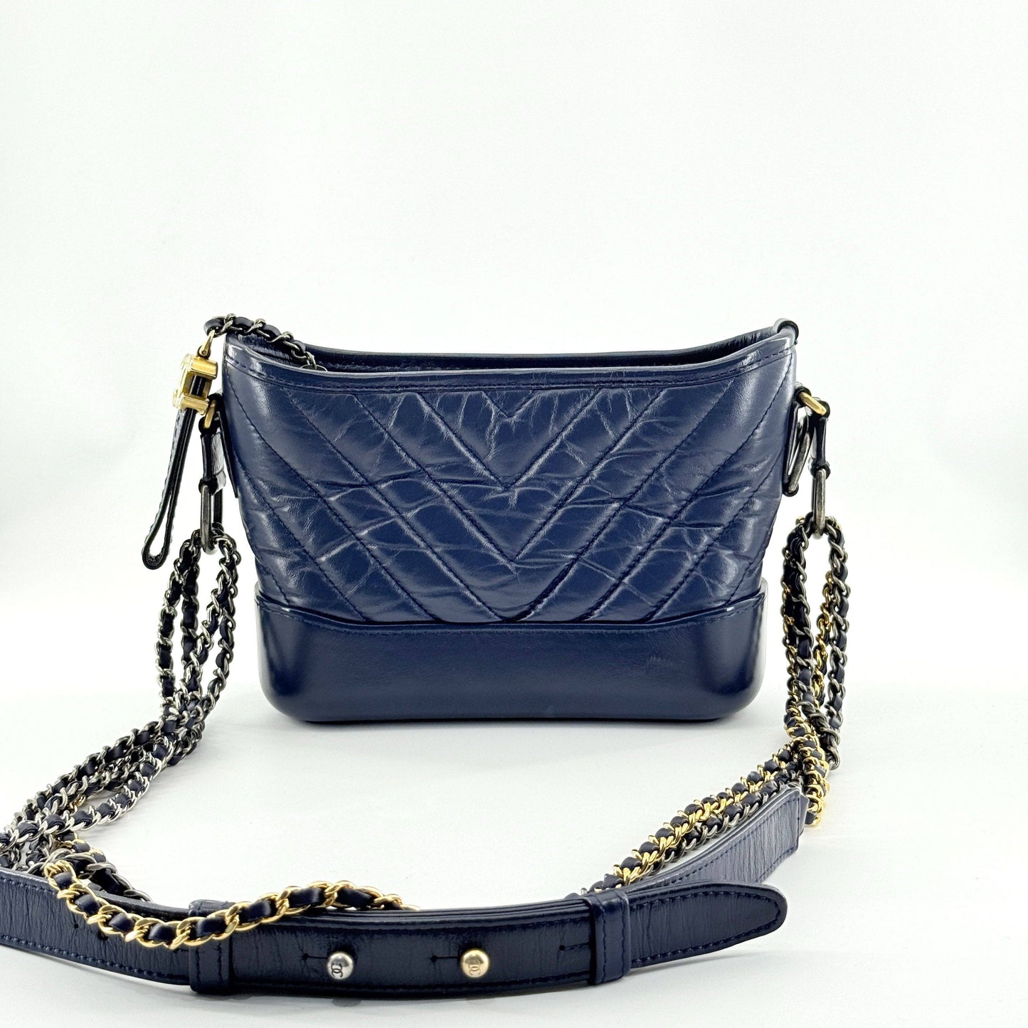 Chanel - Gabrielle Hobo Bag - Aged calfskin leather - Blue - (Small)