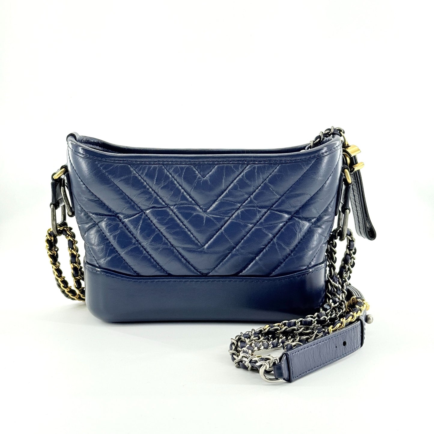 Chanel - Gabrielle Hobo Bag - Aged calfskin leather - Blue - (Small)