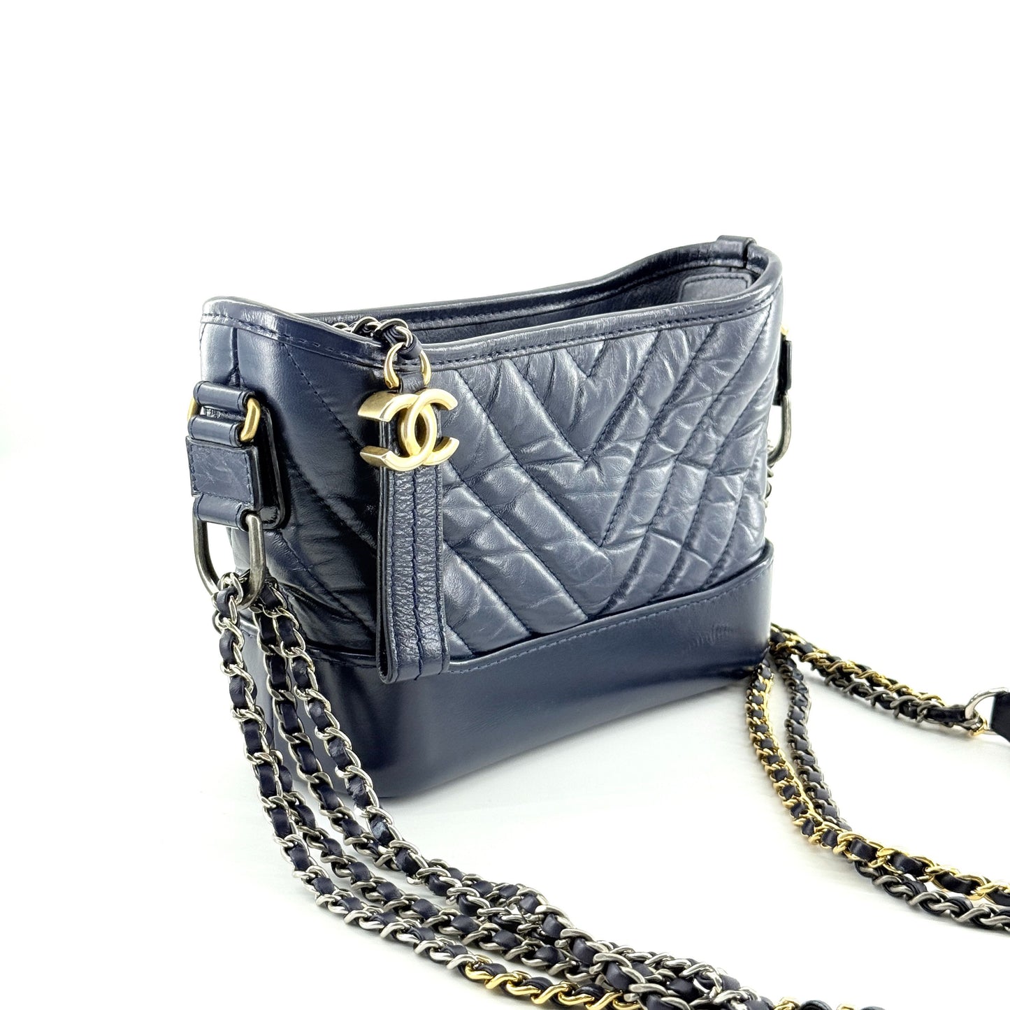 Chanel - Gabrielle Hobo Bag - Aged calfskin leather - Blue - (Small)