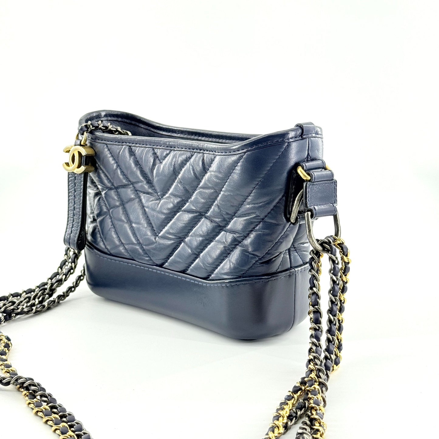 Chanel - Gabrielle Hobo Bag - Aged calfskin leather - Blue - (Small)