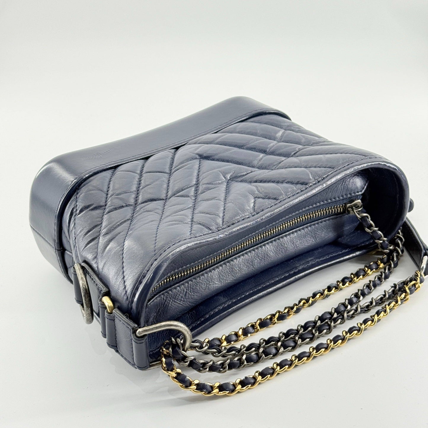 Chanel - Gabrielle Hobo Bag - Aged calfskin leather - Blue - (Small)