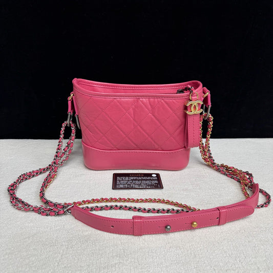Chanel - Gabrielle Hobo Bag - Aged calfskin leather - Pink - (small)